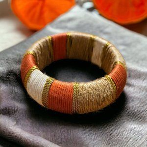 Bohemian Orange and Tan Woven Bracelet